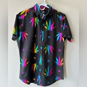 Kronic Prints by Drill Clothing Short Sleeve Button Up MaryJ Leaf Shirt